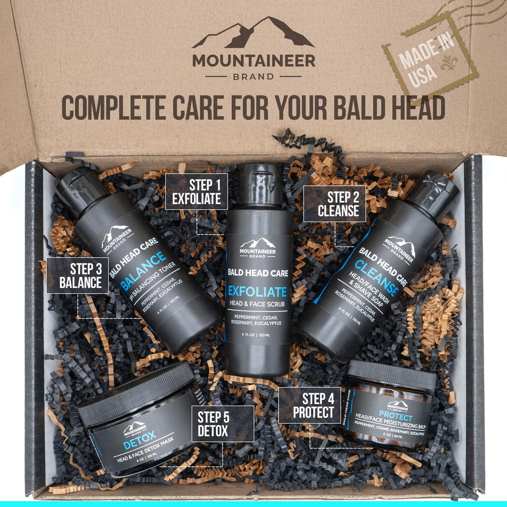 Mountaineer Brand Natural Bald Head Exfoliator – Fresh Scent, Scalp & Face Scrub (4oz) – Made in WV