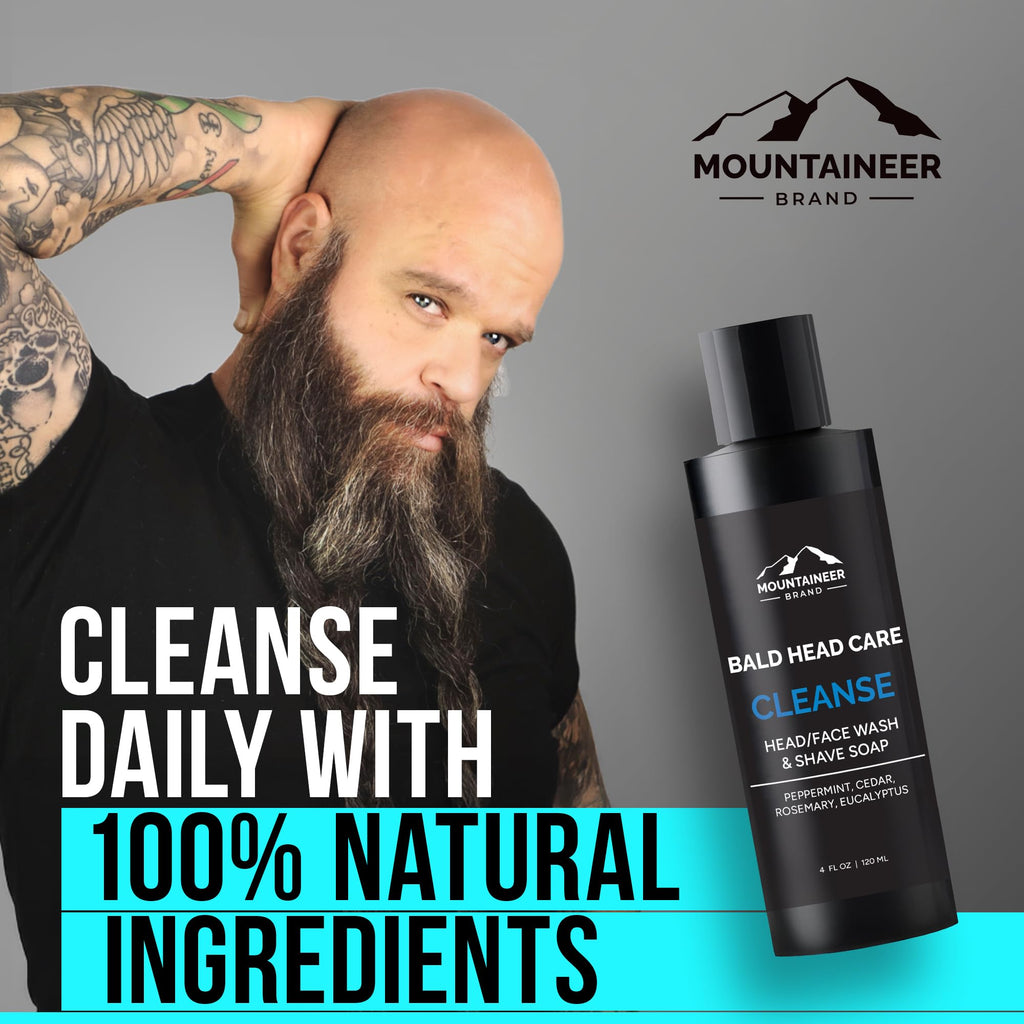 Mountaineer Brand Bald Head Shampoo & Moisturiser – Fresh & Natural Scent | Made in WV | Hydrating 4oz