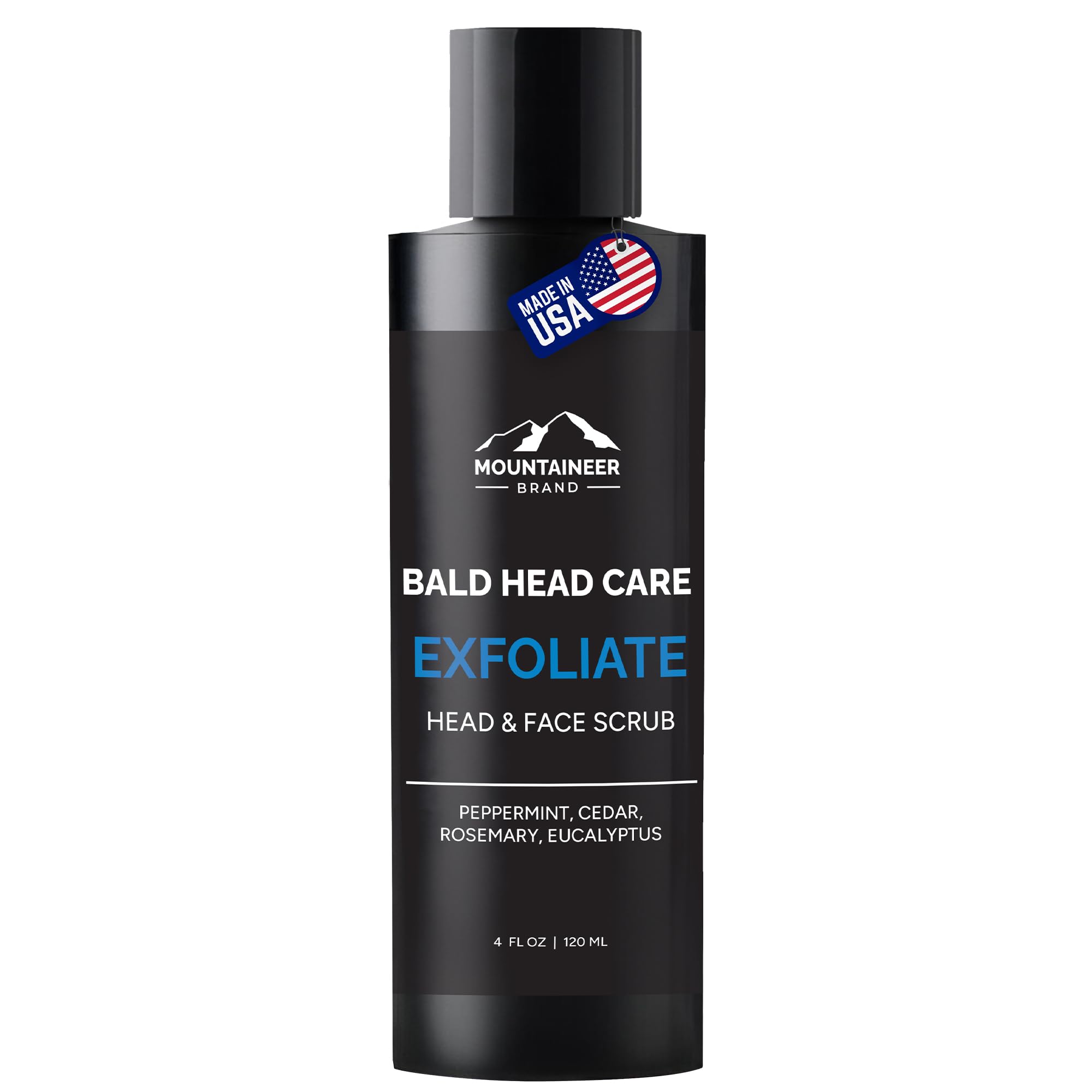Mountaineer Brand Natural Bald Head Exfoliator – Fresh Scent, Scalp & Face Scrub (4oz) – Made in WV