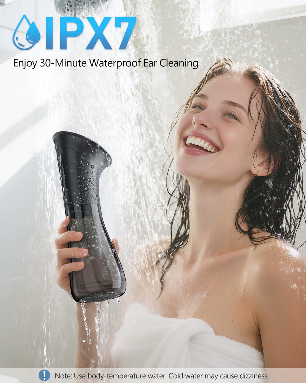MOVMAO Ear Wax Removal Kit - Electric Ear Cleaner with LED Display, Dual Tank, IPX7 Waterproof