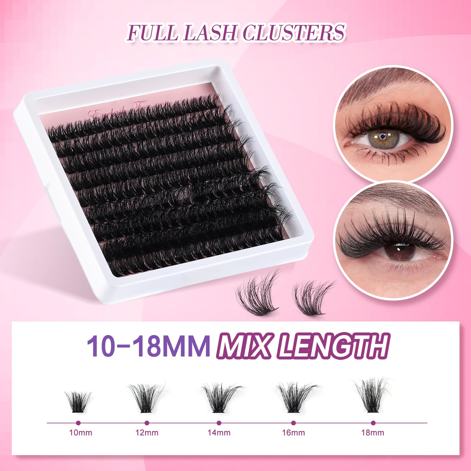 MOWOT 5 Styles Lash Clusters Kit – Mega/Volume/Full/Spike/Bottom Lashes + Bond & Seal