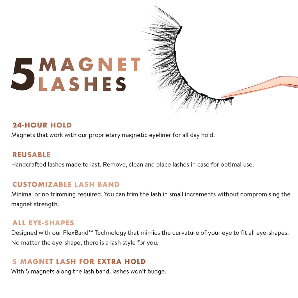 MoxieLash Sassy Lash – Magnetic Mink Lashes with Five-Magnet Band for Deep-Set, Hooded, Almond & Monolid Eyes (Eyeliner Not Included)