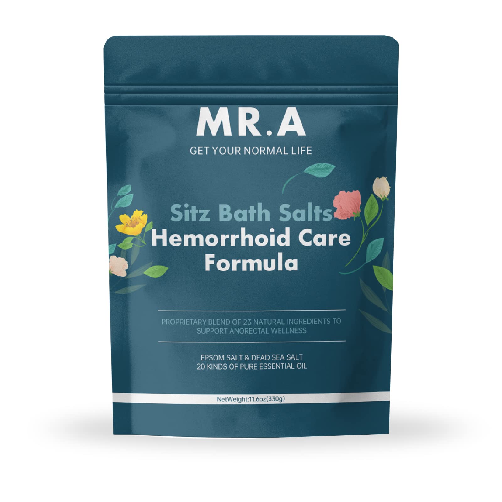 MR.A Sitz Bath Salt for Hemorrhoids – Premium 23-Ingredient Formula, Epsom & Dead Sea Salts, Essential Oils, 11.6 oz