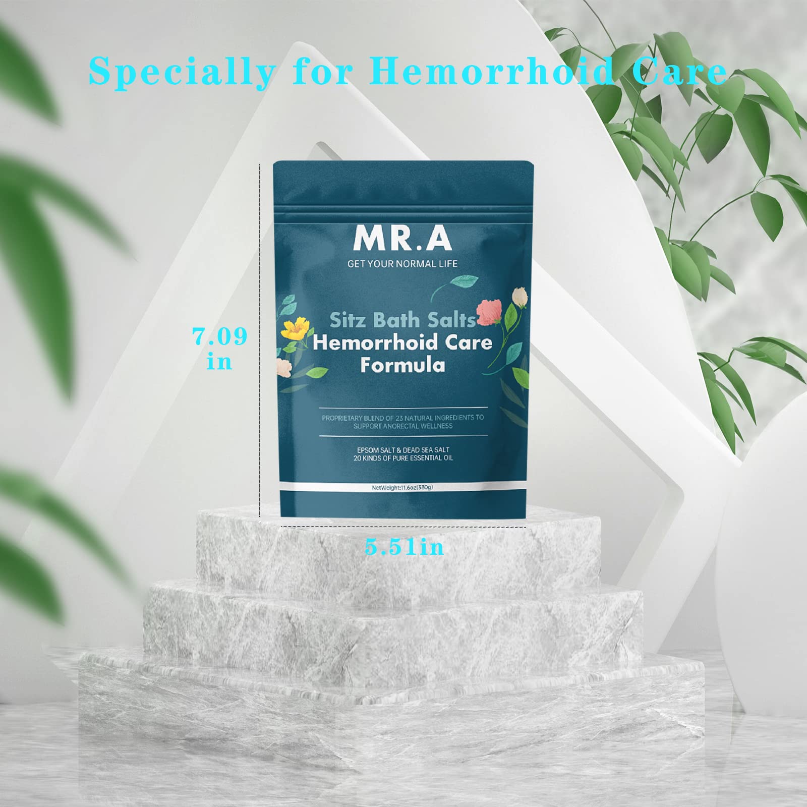MR.A Sitz Bath Salt for Hemorrhoids – Premium 23-Ingredient Formula, Epsom & Dead Sea Salts, Essential Oils, 11.6 oz