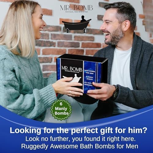 Mr. Bomb Valentines Day Mustache Bath Bombs for Men — 6-Pack Gift Set