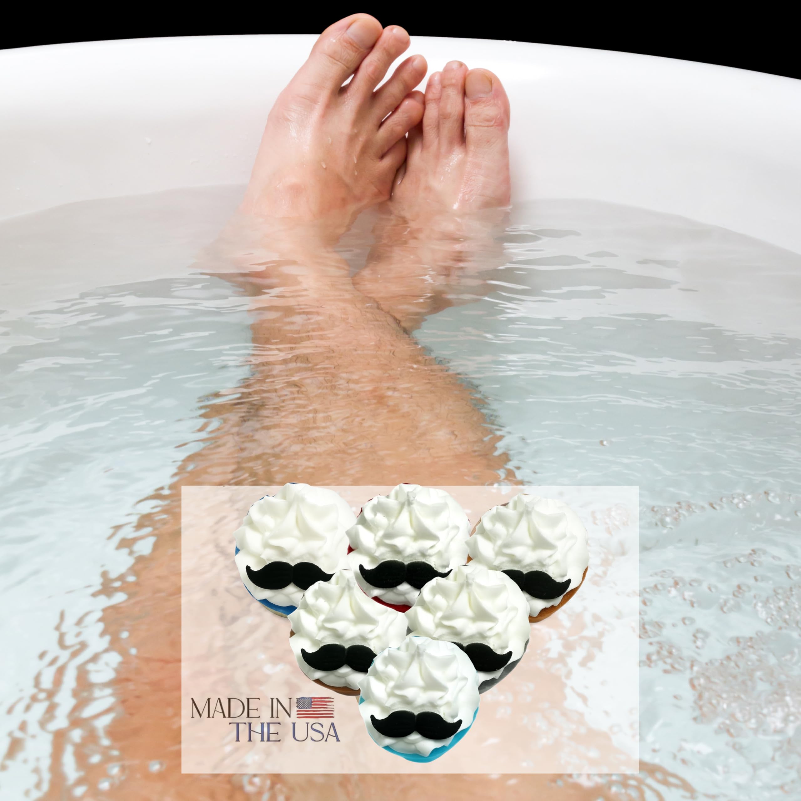 Mr. Bomb Valentines Day Mustache Bath Bombs for Men — 6-Pack Gift Set