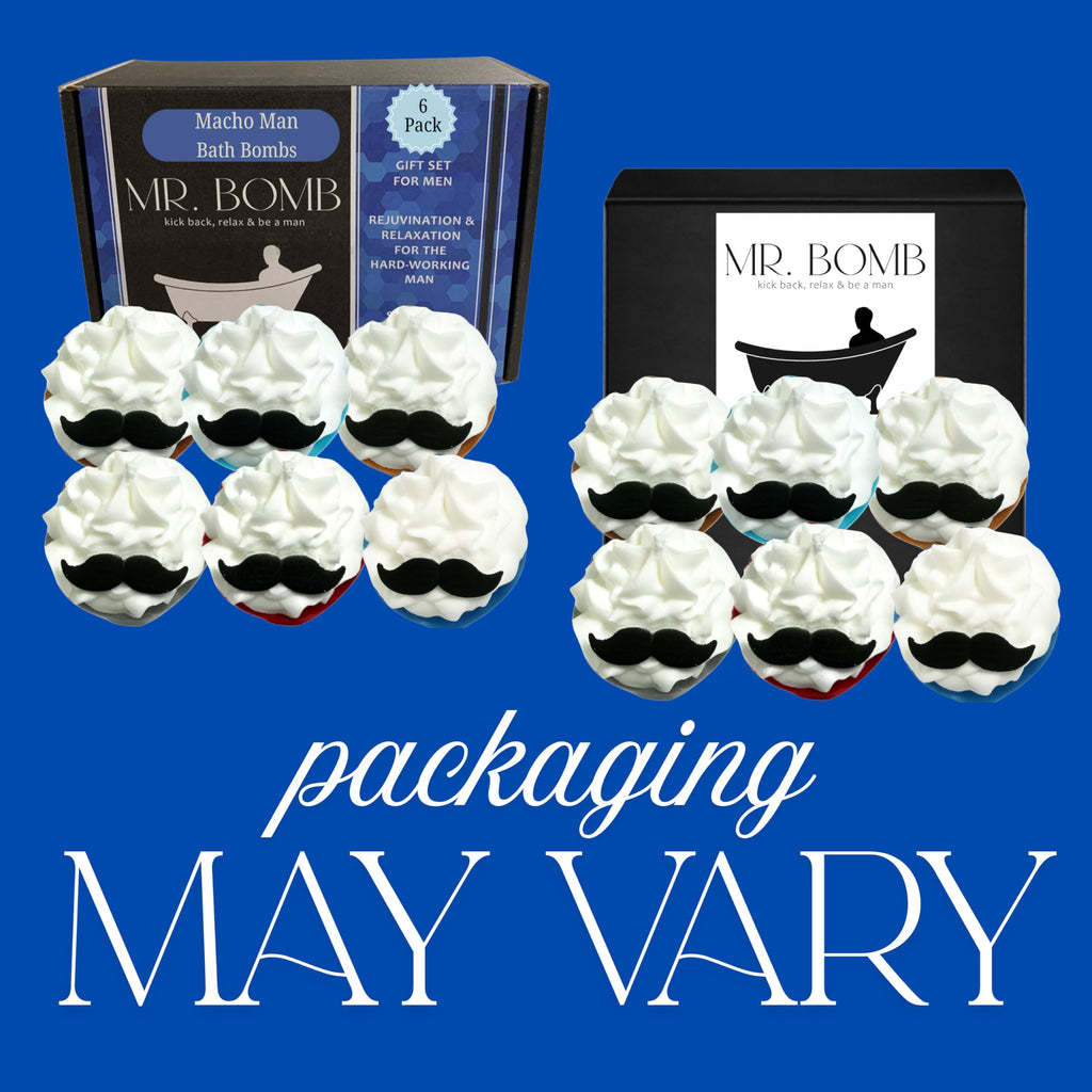 Mr. Bomb Valentines Day Mustache Bath Bombs for Men — 6-Pack Gift Set