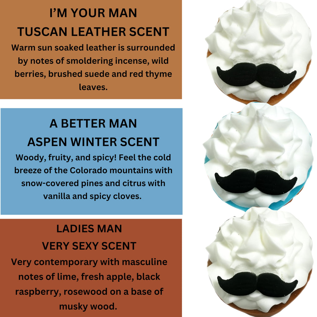 Mr. Bomb Valentines Day Mustache Bath Bombs for Men — 6-Pack Gift Set