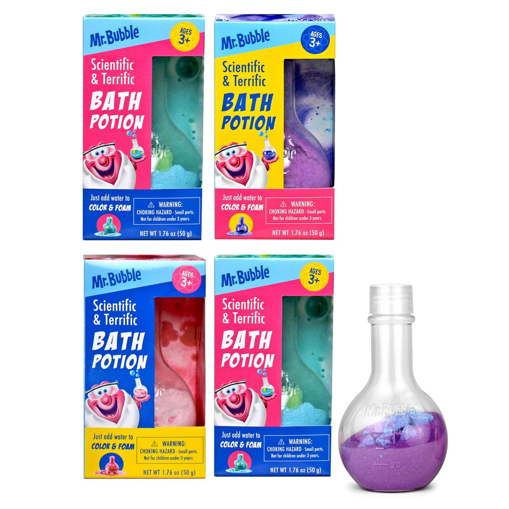 Mr. Bubble Kids Original Bath Bomb Potions – Colorful Fizzy Fun Bath Beaker Toys (Pack of 4)