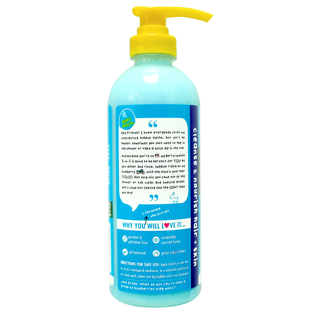 Mr. Bubble Berry Smooth 3-in-1 Body Wash, Shampoo & Conditioner – 3-Pack with Honey Moisturize
