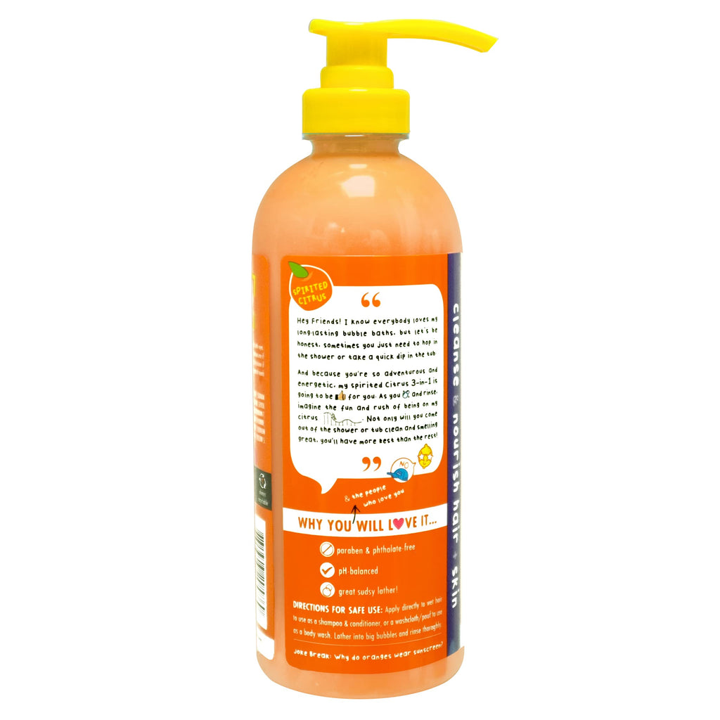 Mr. Bubble Spirited Citrus 3-in-1 Body Wash, Shampoo & Conditioner | Vitamin C Strengthen & Renew 3-Pack
