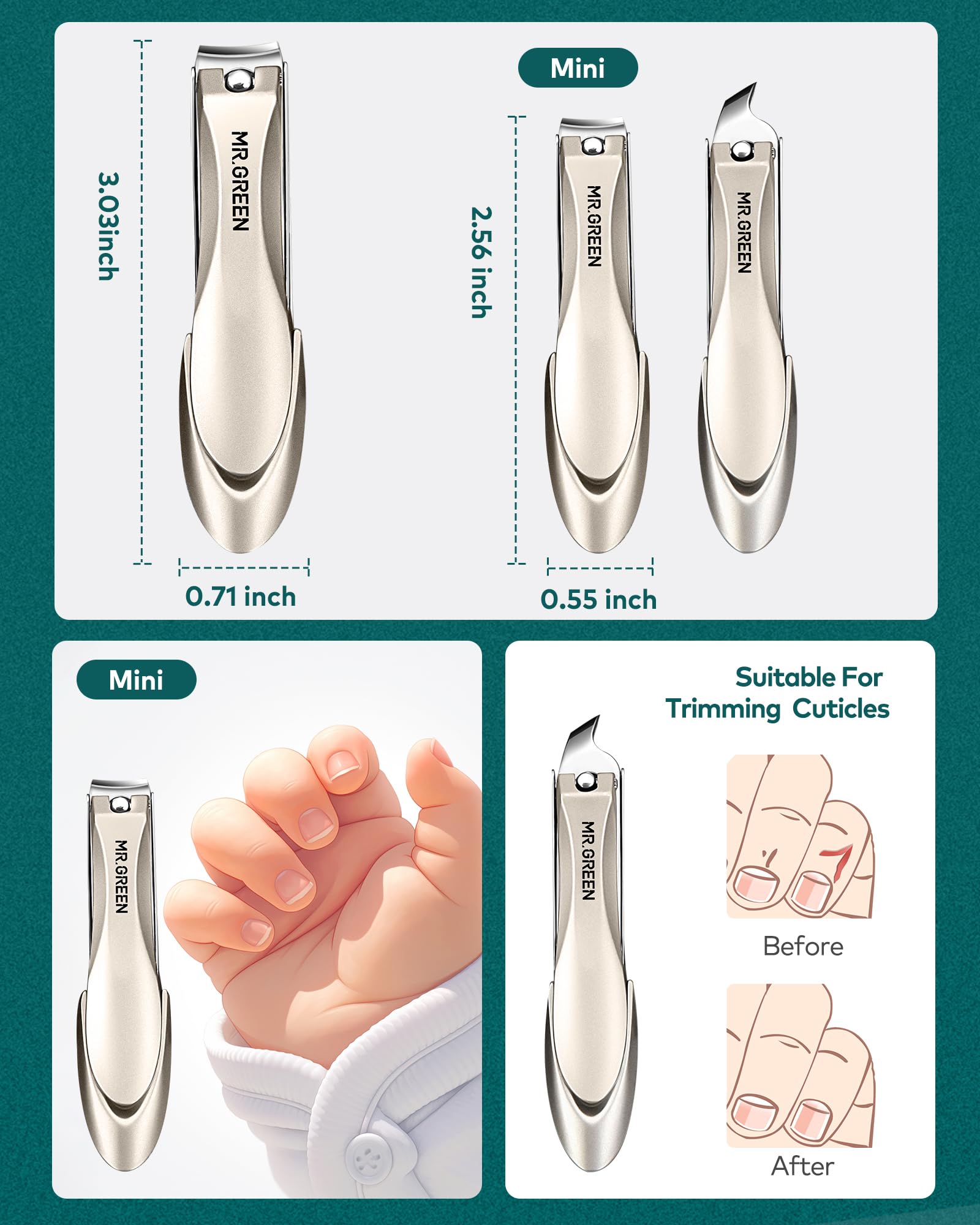 MR.GREEN 8-in-1 Manicure Set – German Stainless Steel Nail Care Kit with Splash-Proof Clippers