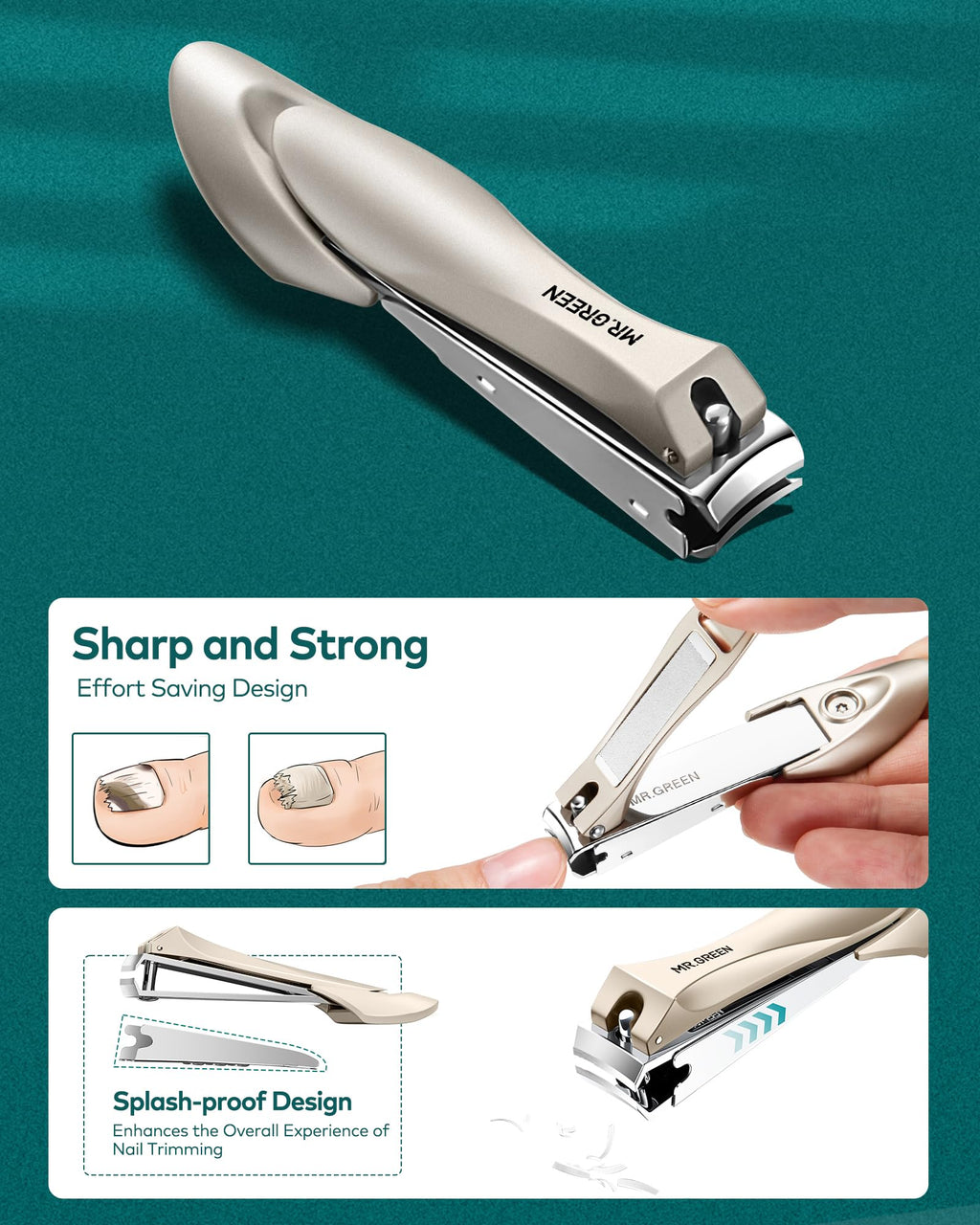 MR.GREEN 8-in-1 Manicure Set – German Stainless Steel Nail Care Kit with Splash-Proof Clippers