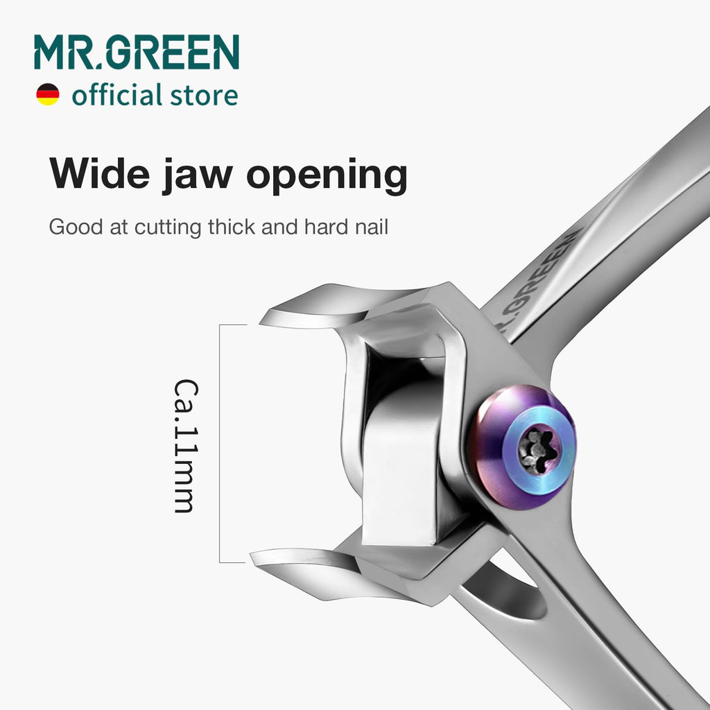 MR.GREEN Nail Clipper – Wide Jaw Stainless Steel Nail Cutter for Thick Nails
