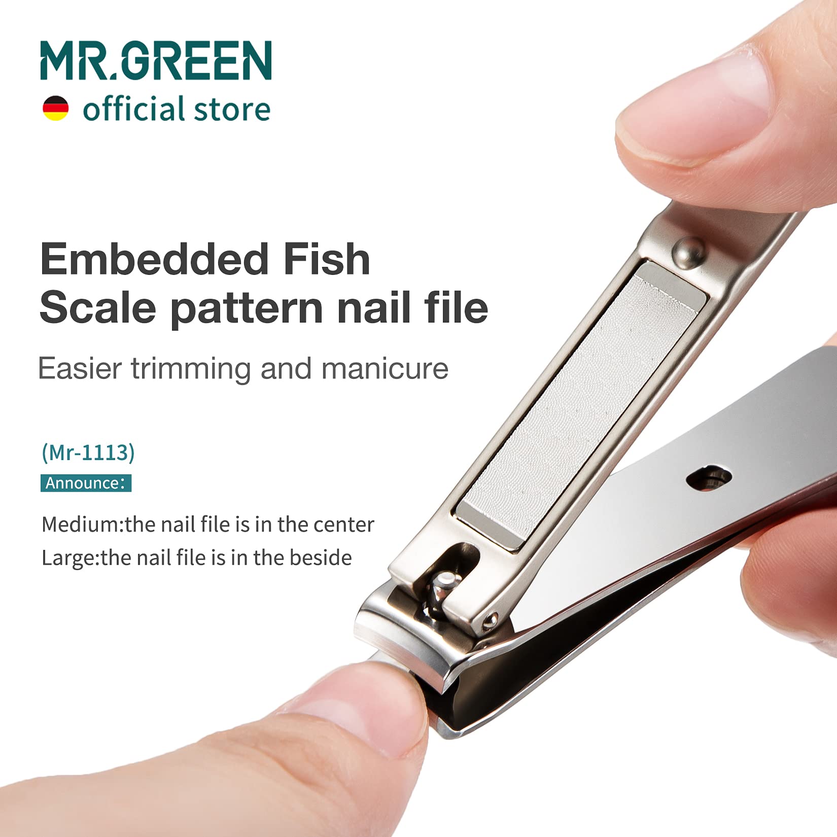 MR.GREEN Nail Clippers Curved Blades – Stainless Steel Nail Nippers with Glass File