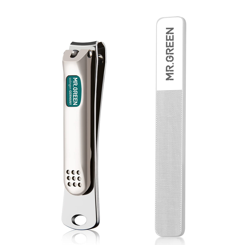 MR.GREEN Nail Clippers Curved Blades – Stainless Steel Nail Nippers with Glass File