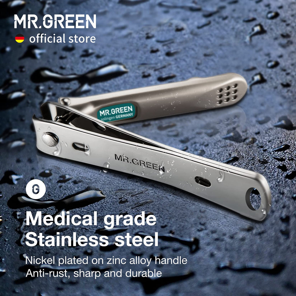 MR.GREEN Nail Clippers Curved Blades – Stainless Steel Nail Nippers with Glass File