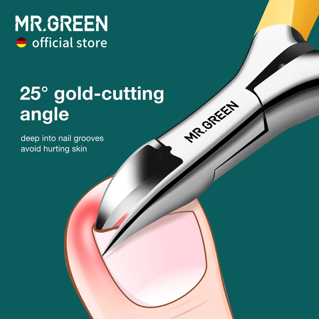 MR.GREEN Toenail Clippers – Stainless Steel Ingrown Nail Cutter for Thick Nails (Orange)
