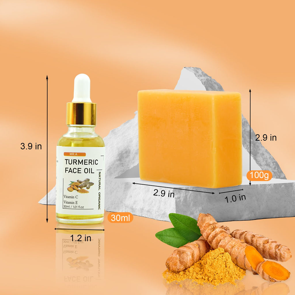 MR.A Turmeric Soap Bar & Turmeric Oil Set – Face & Body Care