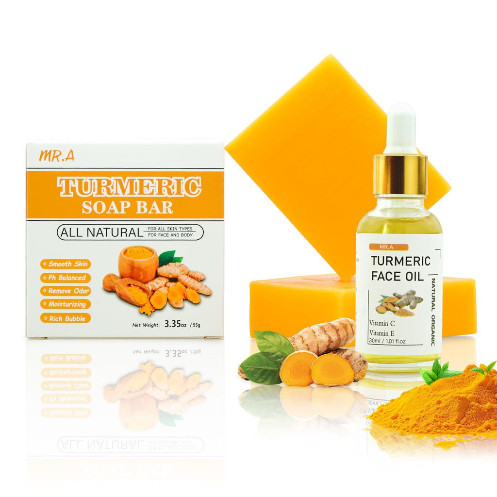 MR.A Turmeric Soap Bar & Turmeric Oil Set – Face & Body Care