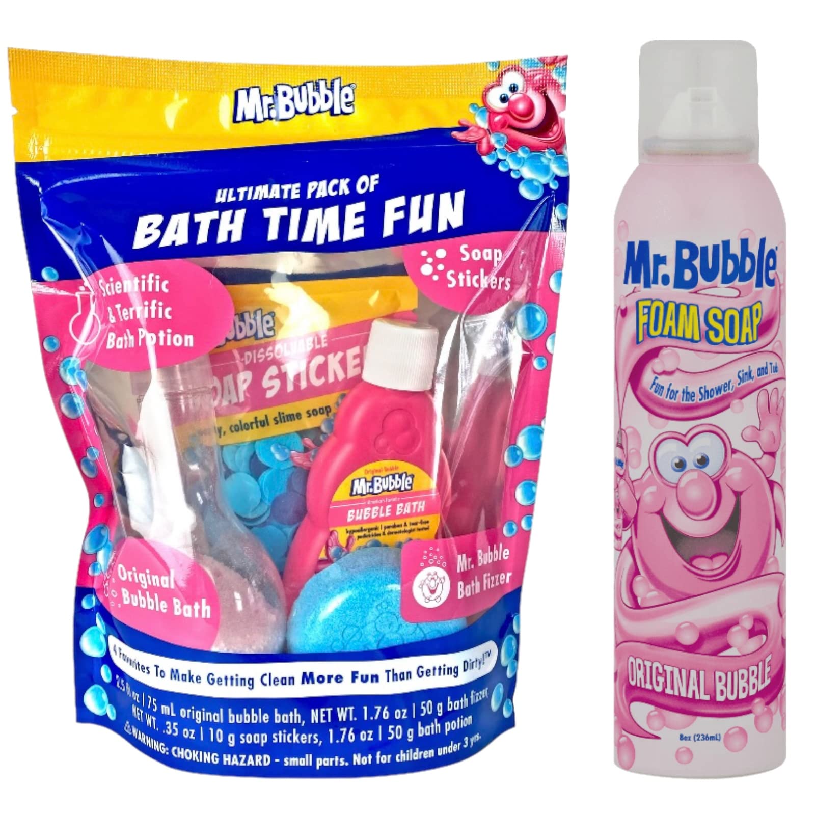 Mr. Bubble Kids Bath Time Fun Pack & Shapeable Scented Bath Foam Bundle – 2 Items