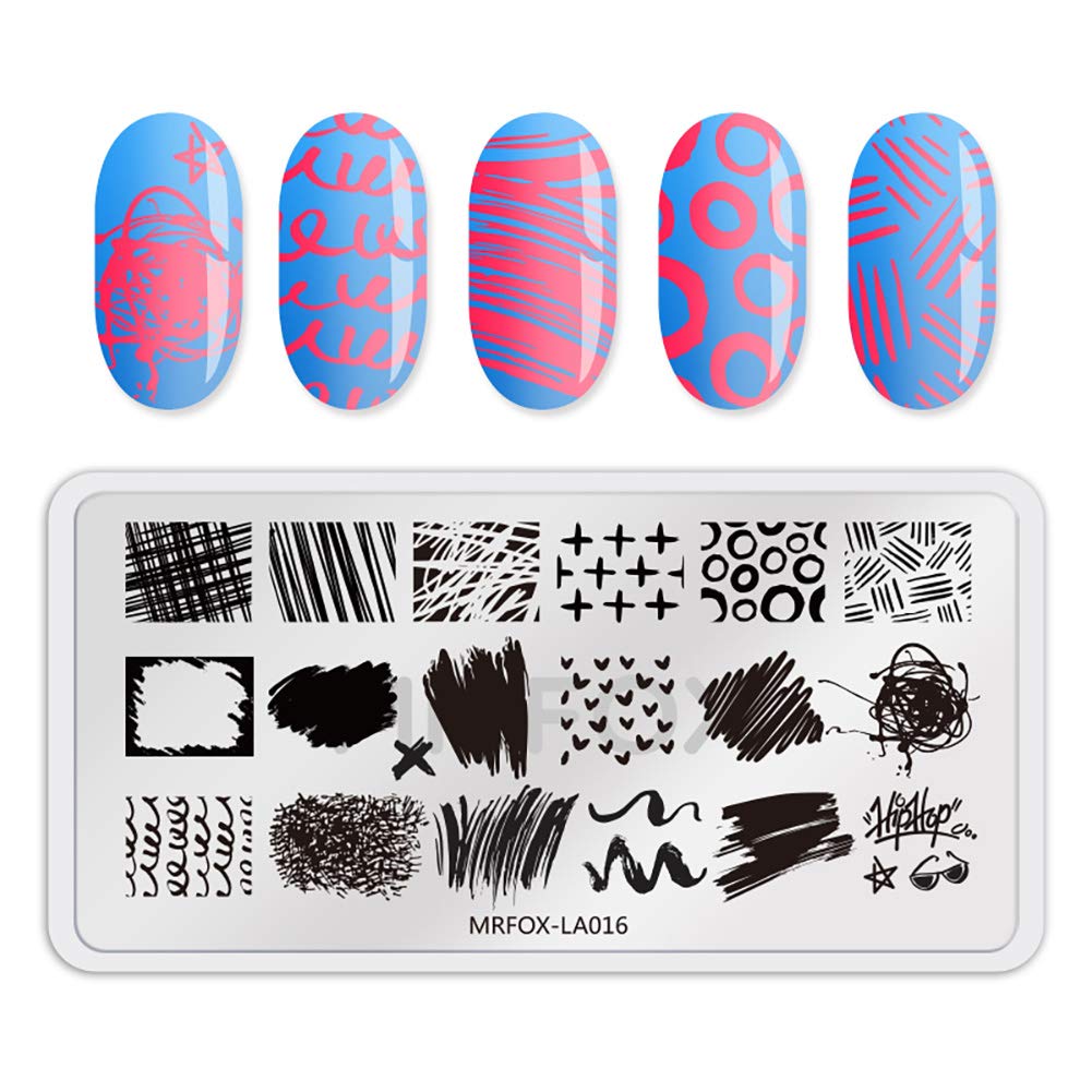 MR.FOX Nail Print Board Set – Graffiti Star, Marble, Bark & Lace Pattern Stamping Plates