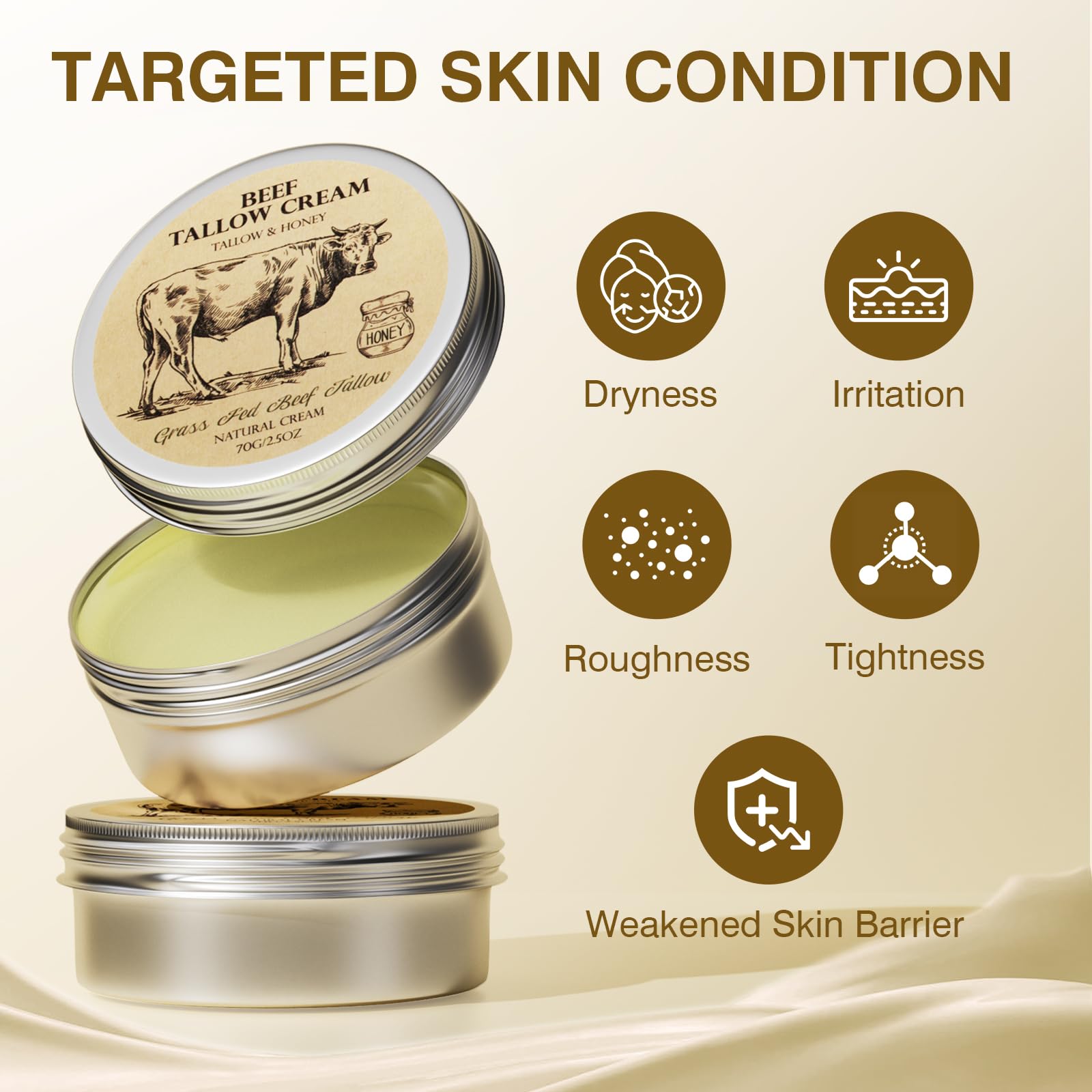 MROUVIK Beef Tallow & Honey Balm – Natural Grass-Fed Skin Moisturizer