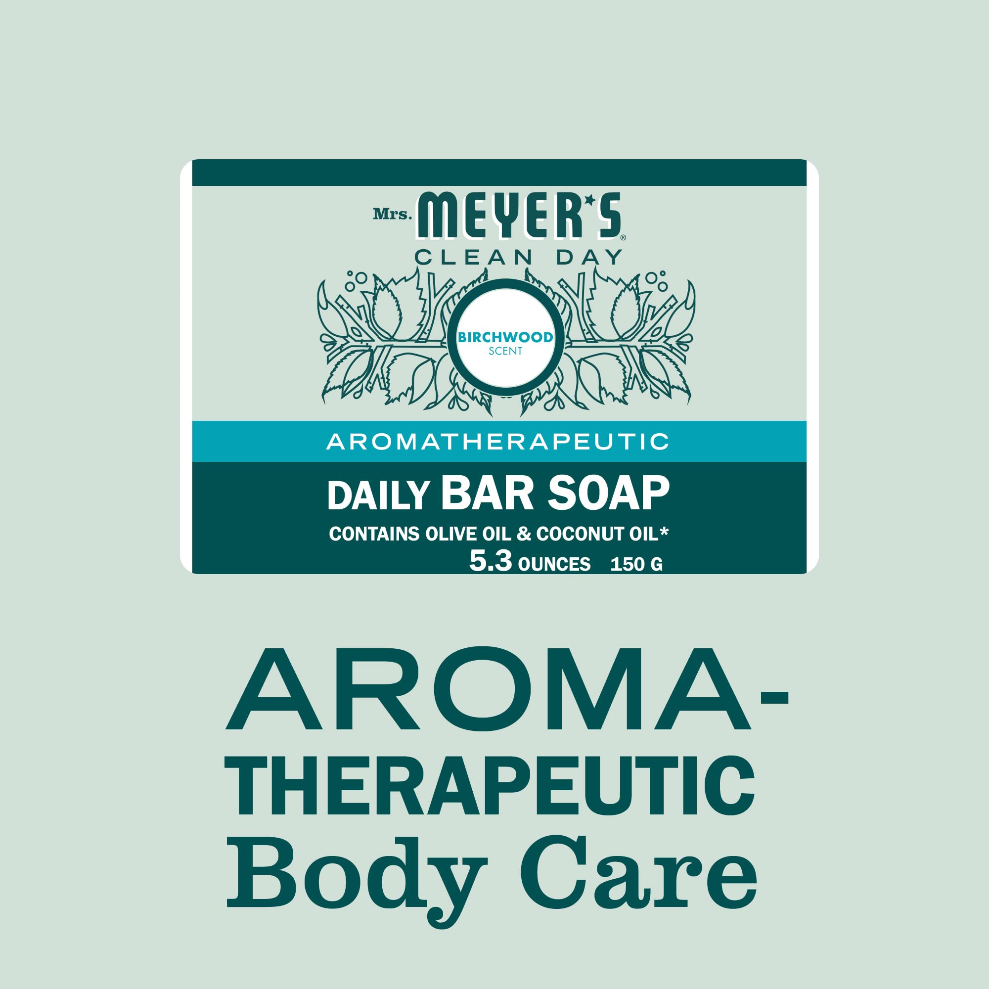Mrs. Meyer's Clean Day Birchwood Bar Soap – 4 Bars, 5.3 oz Each, Body & Hand Wash