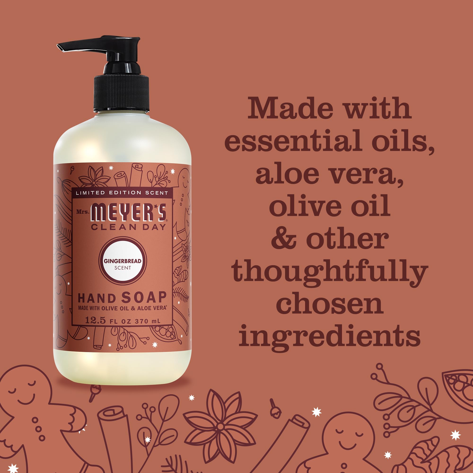 Mrs. MEYER'S Clean Day Gingerbread Hand Soap – 3 x 12.5 fl oz