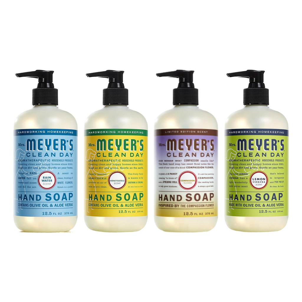Mrs. Meyer’s Clean Day Hand Soap Variety Pack – 4 Scents, 12.4 oz Each