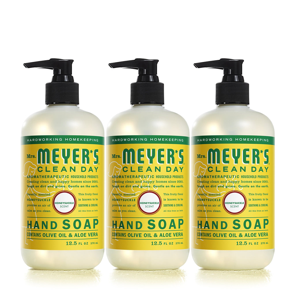 Mrs. Meyer's Clean Day Hand Soap with Essential Oils – Honeysuckle, Biodegradable, 12.5 oz (Pack of 3)