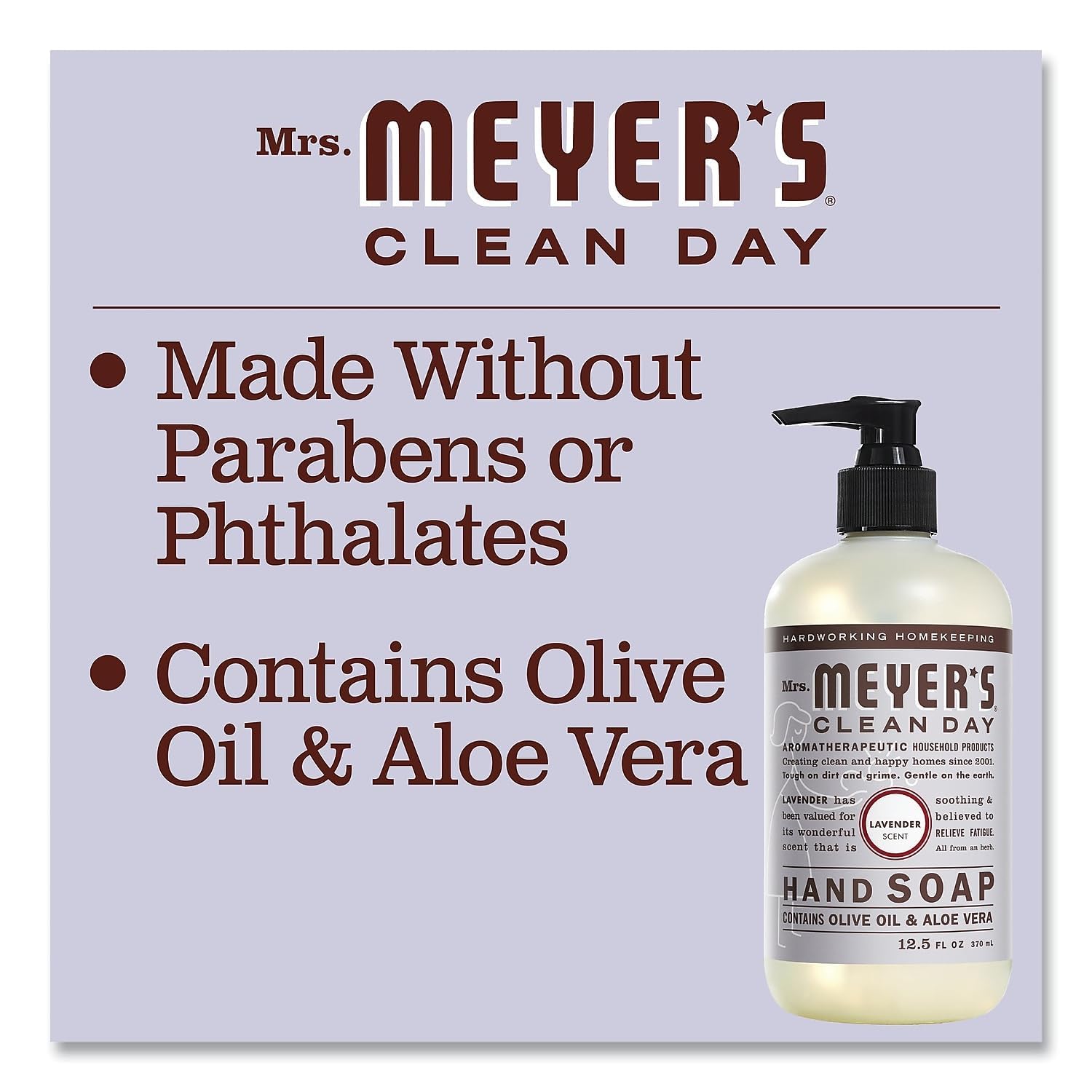 Mrs. Meyer's Clean Day Lavender Hand Soap with Essential Oils, 12.5 fl oz, Pack of 6