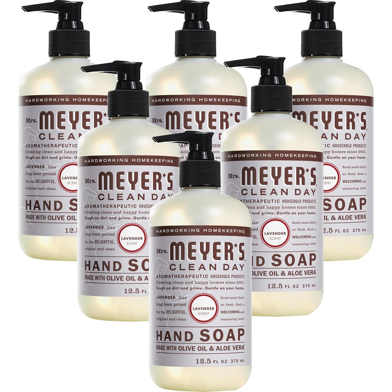 Mrs. Meyer's Clean Day Lavender Hand Soap with Essential Oils, 12.5 fl oz, Pack of 6