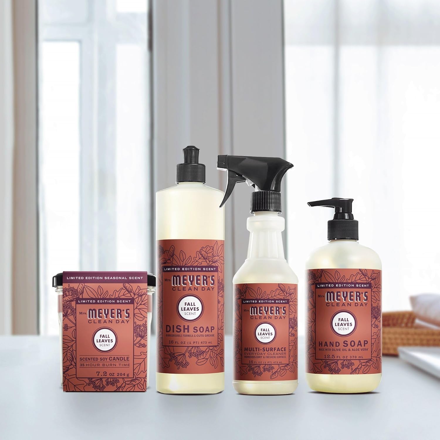 Mrs. Meyer's Clean Day Variety Bundle – Hand Soap 12.5 oz & Dish Soap 16 oz (Fall Leaves)