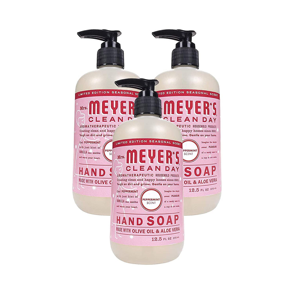 Mrs. Meyer's Clean Day Peppermint Hand Soap – 12.5 oz (Pack of 3) | Cruelty-Free, Non-Drying