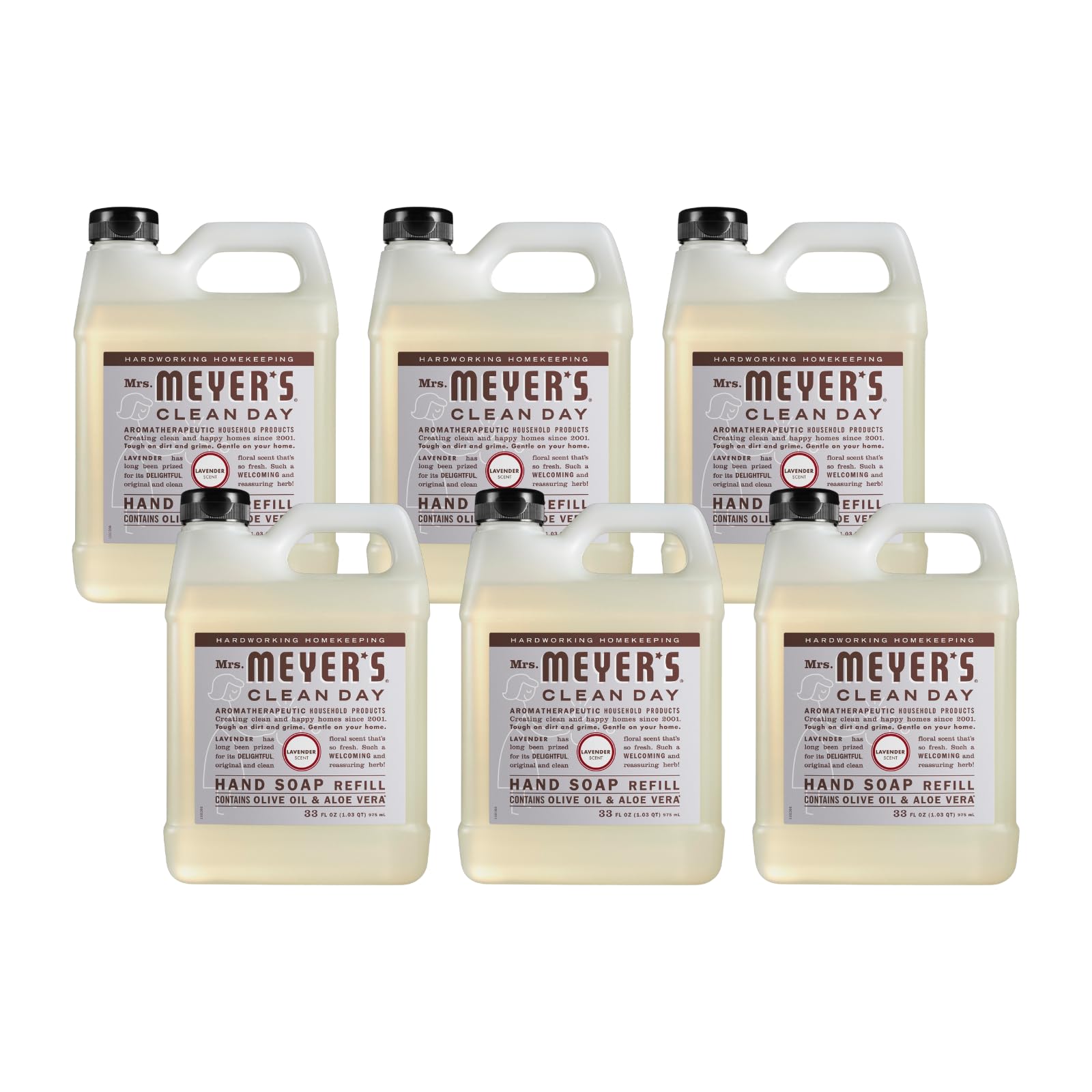 Mrs. Meyer's Clean Day Lavender Hand Soap Refill, 33 Fl Oz (Pack of 6)