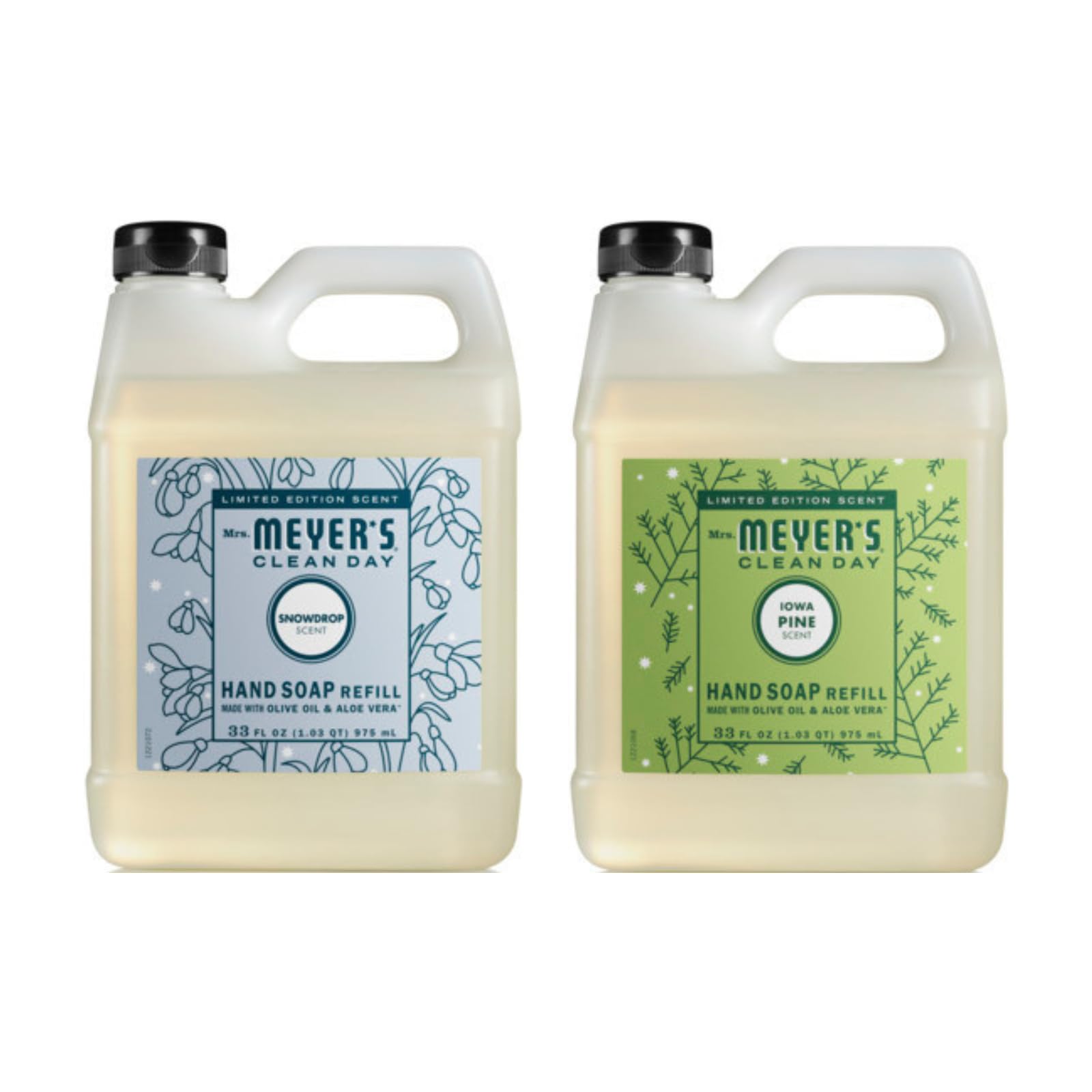 Mrs. Meyer's Clean Day Hand Soap Refills 33 oz Iowa Pine & Snowdrop Variety Pack