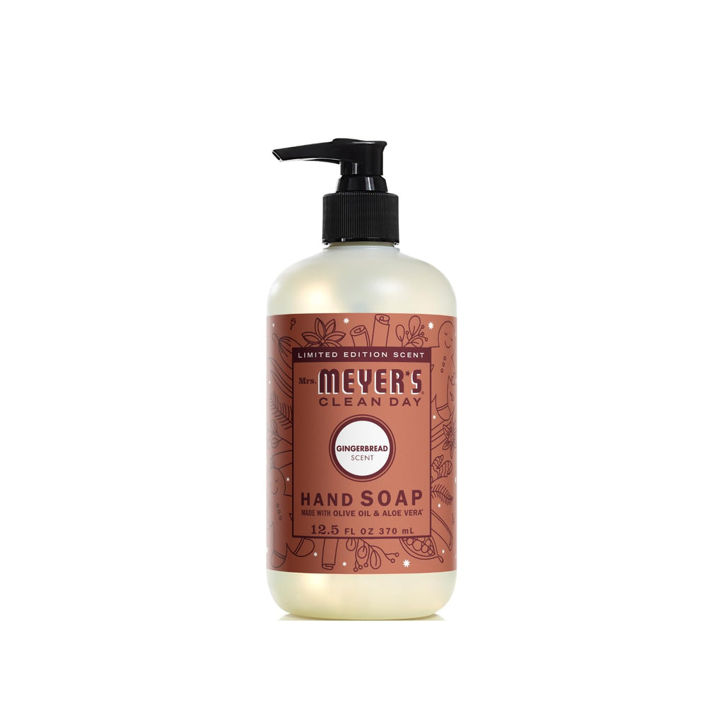 Mrs. Meyer's Clean Day Hand Soap Variet (4 Count) Gingerbread + Iowa Pine + Peppermint + Snow Drop