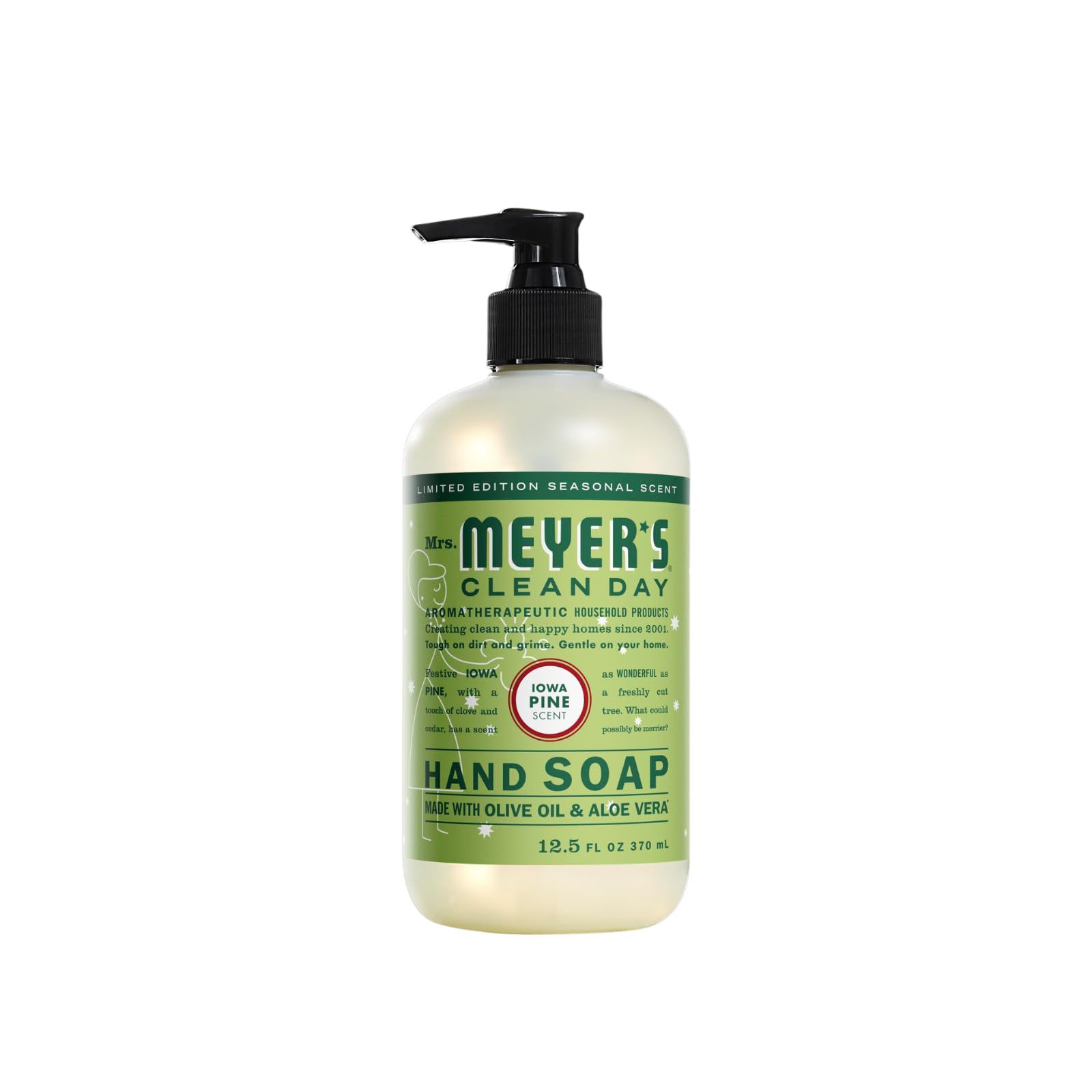 Mrs. Meyer's Clean Day Hand Soap Variet (4 Count) Gingerbread + Iowa Pine + Peppermint + Snow Drop