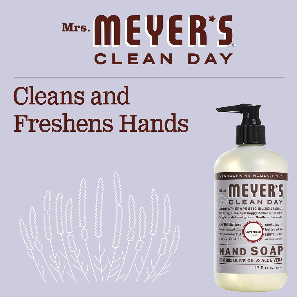 Mrs. MEYER'S CLEAN DAY Lavender Hand Soap – 12.5 oz, Pack of 6
