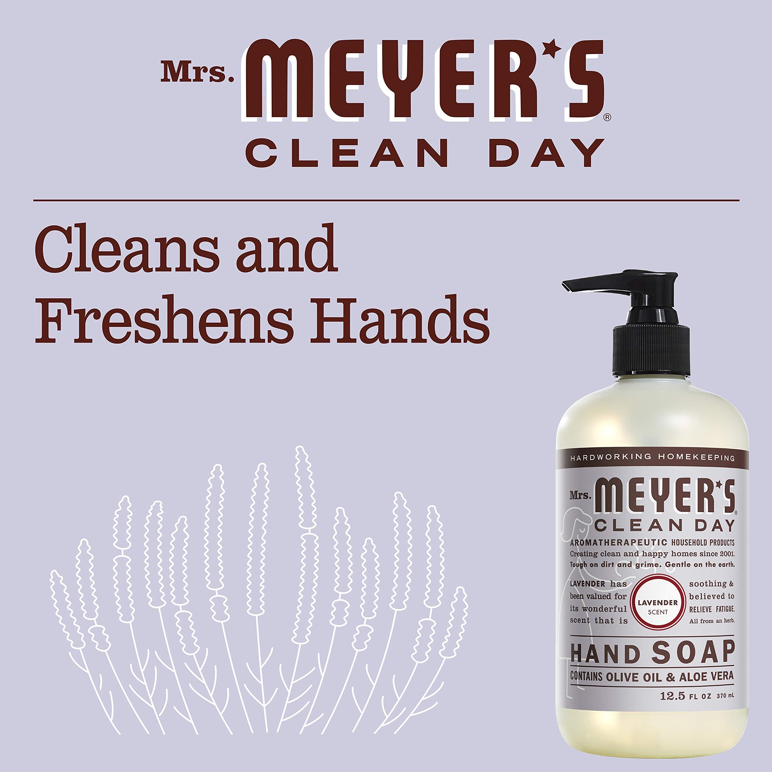 Mrs. MEYER'S CLEAN DAY Lavender Hand Soap – 12.5 oz, Pack of 6
