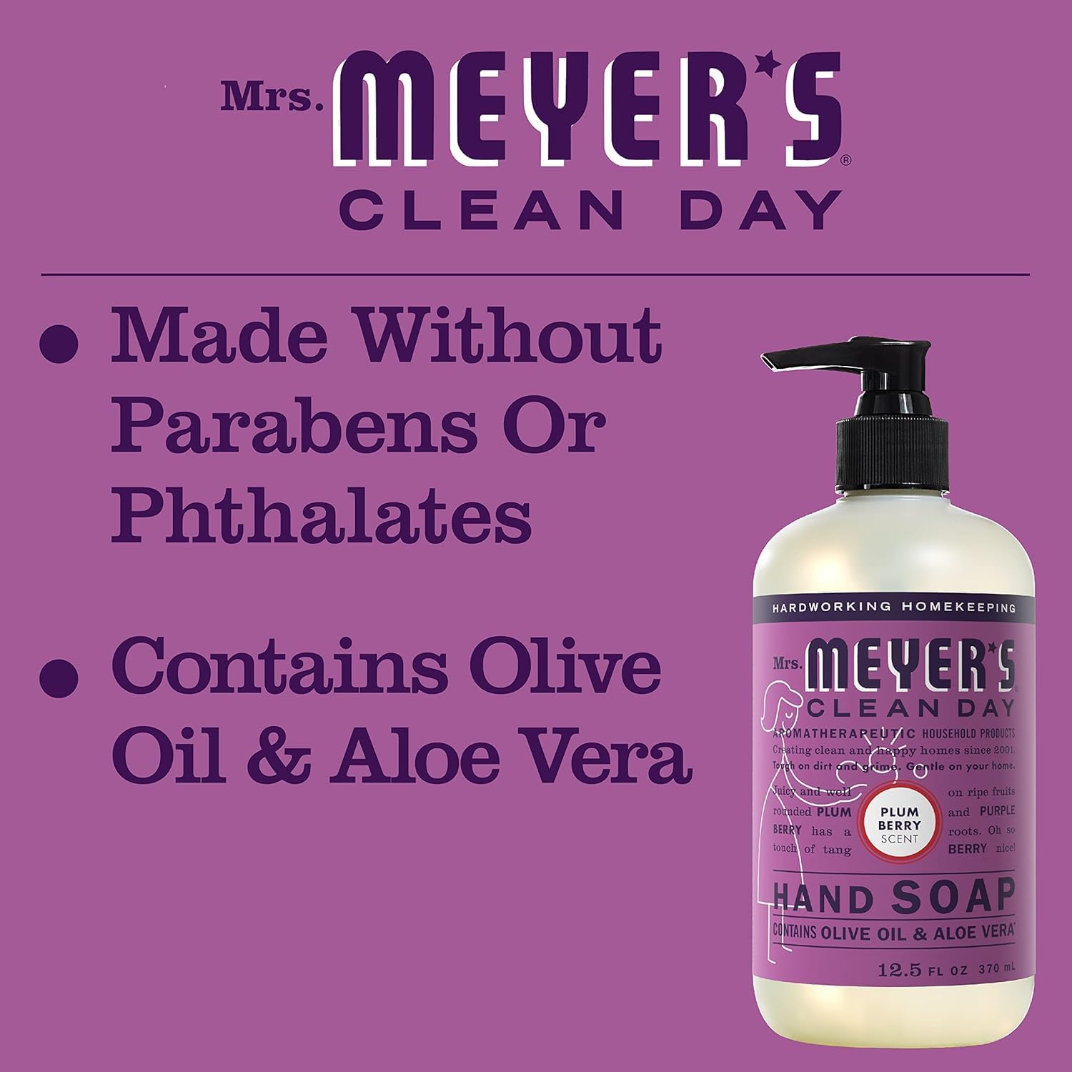 Mrs. Meyer's Clean Day Plum Berry Hand Soap Refill 33 oz (Pack of 4)