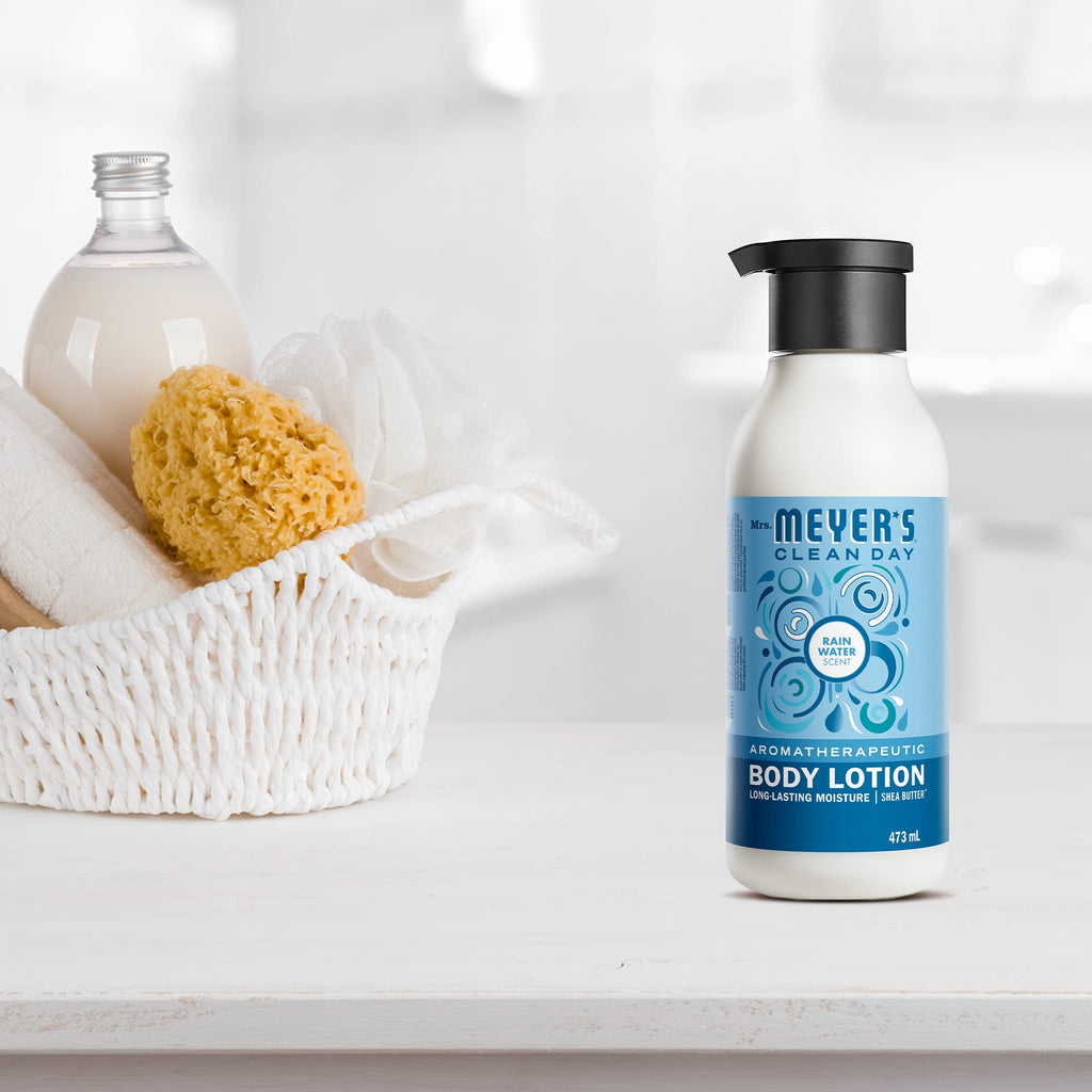 MRS. MEYER'S CLEAN DAY Rain Water Body Lotion – Non-Greasy Moisturizer for Dry Skin, 15.5 oz