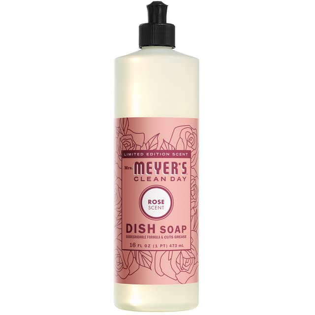 Mrs. Meyer's Clean Day Rose Hand & Dish Soap Duo — 12.5 oz Hand, 16 oz Dish | Leaping Bunny Certified
