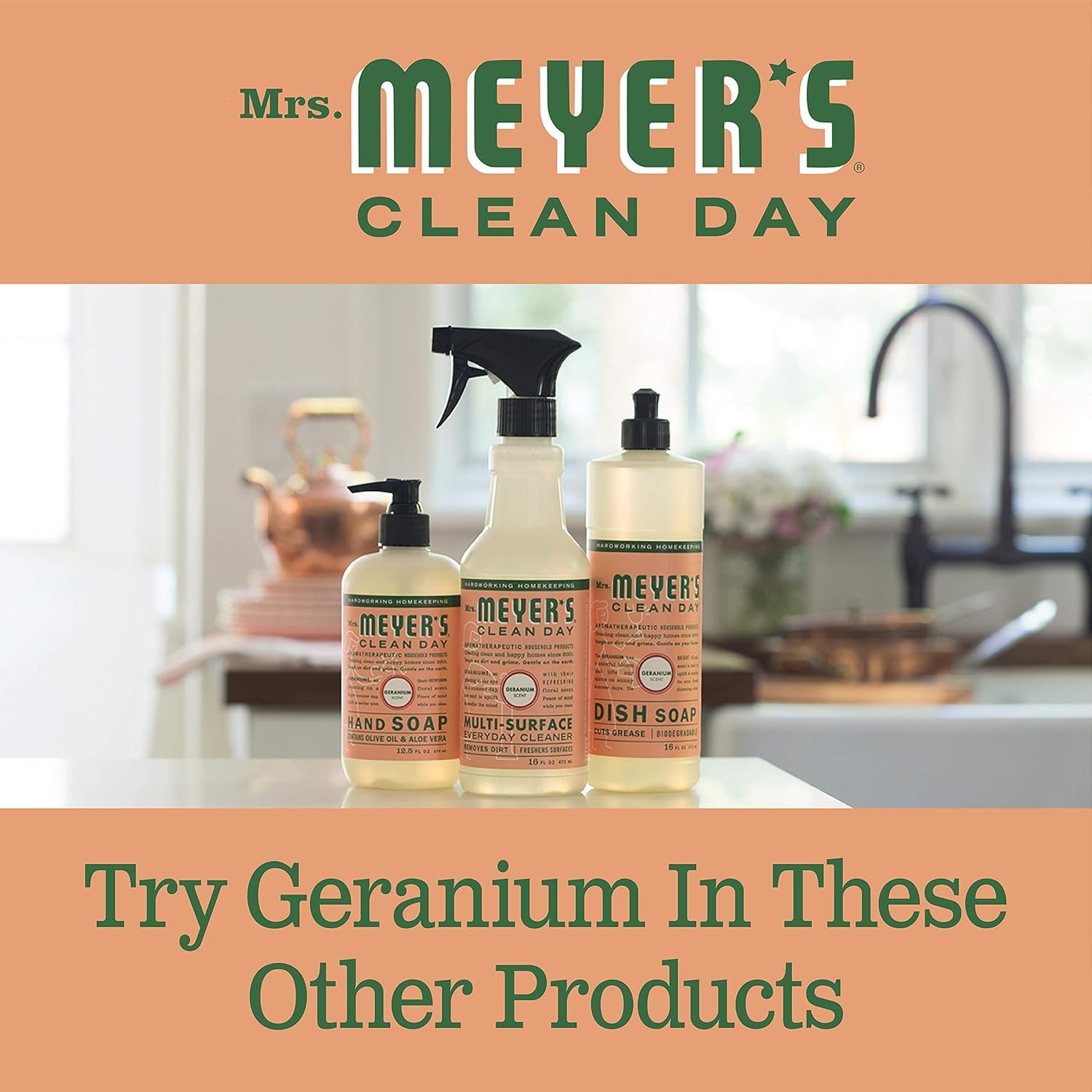 MRS. MEYER'S CLEAN DAY Hand Soap Refill Geranium 33 oz Pack of 2 – Made with Essential Oils
