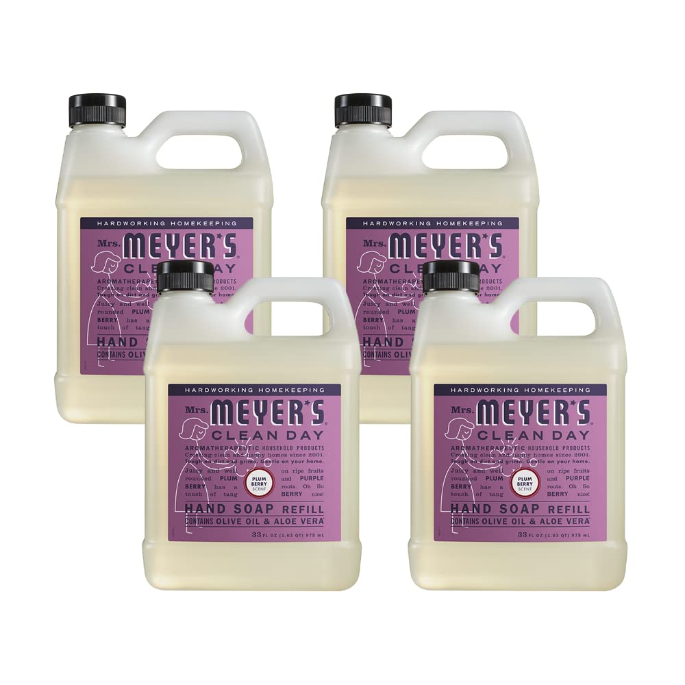 Mrs. Meyer's Clean Day Plum Berry Hand Soap Refill 33 oz (Pack of 4)