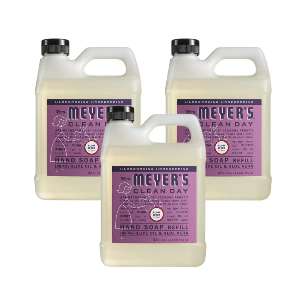 Mrs. Meyer's Clean Day Plum Berry Hand Soap Refill, 33 oz (Pack of 3)