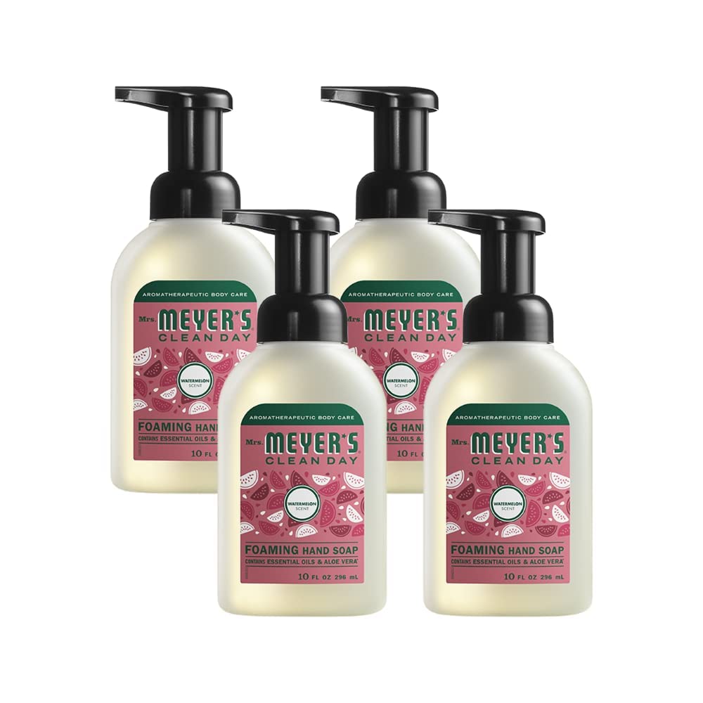 Mrs. Meyer's CLEAN DAY Watermelon Foaming Hand Soap – Pack of 4, 10 oz