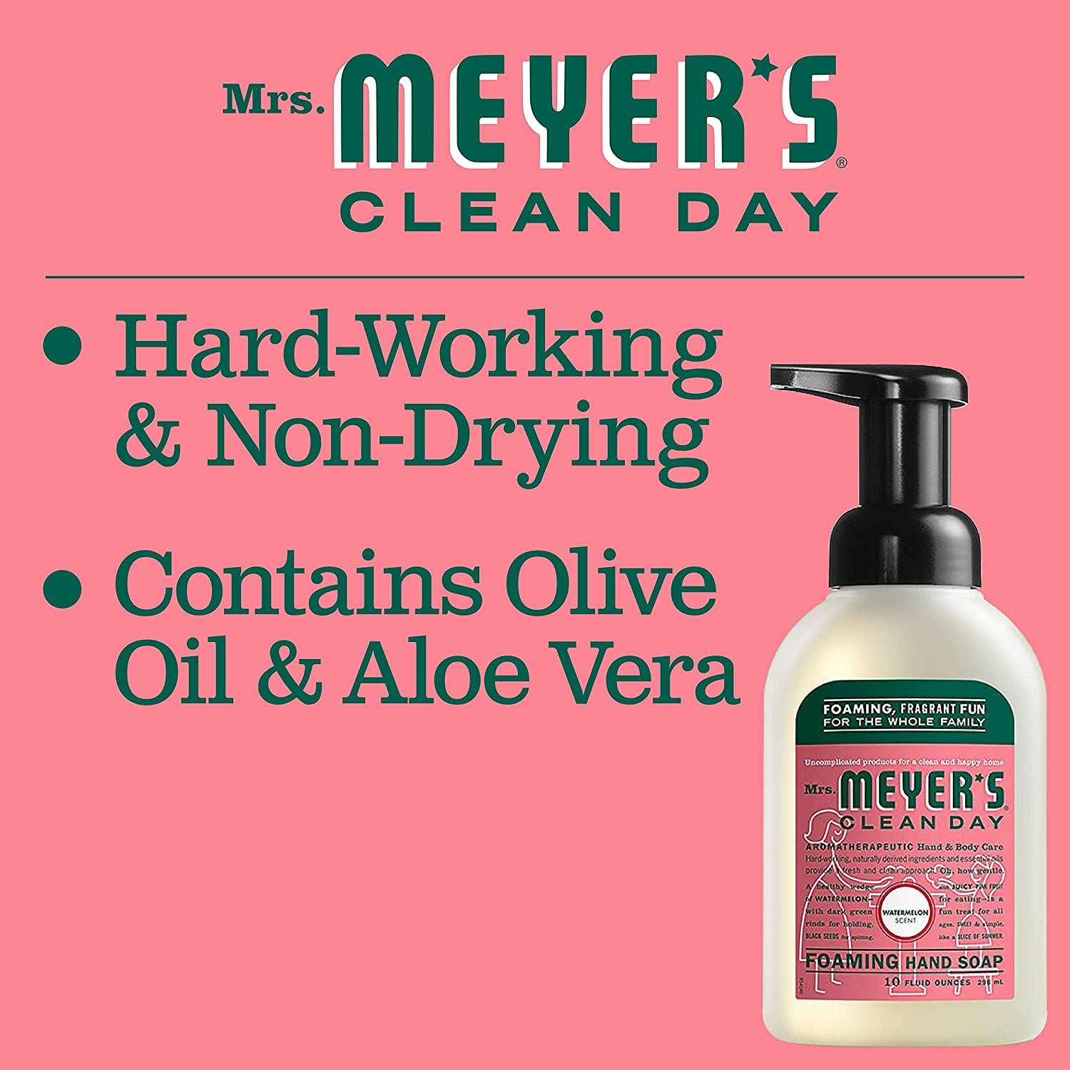 Mrs. Meyer's Clean Day Foaming Hand Soap Watermelon Scent – 10 fl oz (Pack of 6)