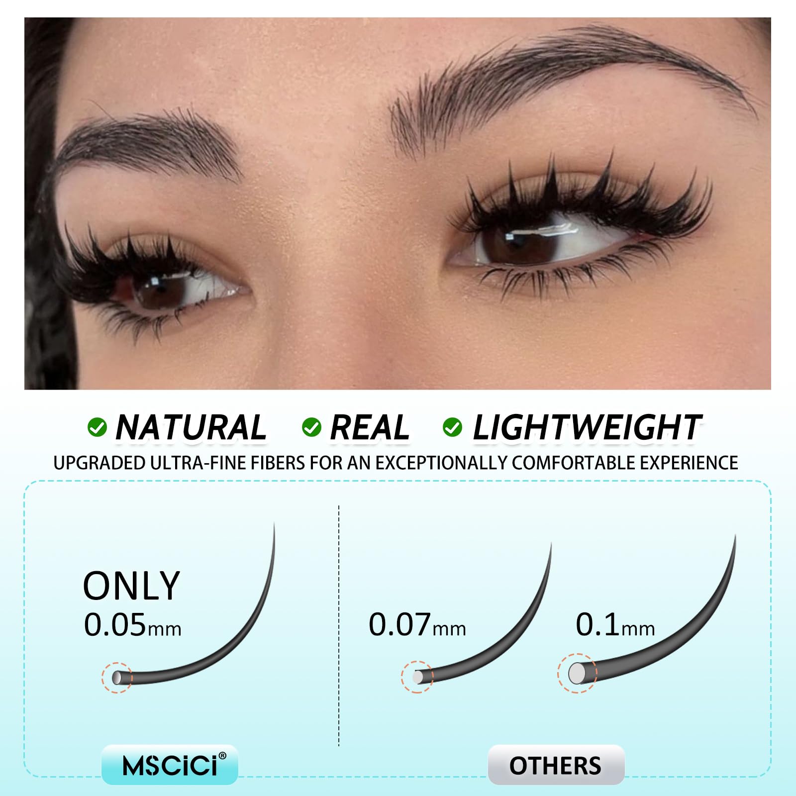 MSCICI VogueFairy.05 Manga Lashes Clusters – 8-16mm C Curl, Wispy, Invisible Band, DIY Wet-Look
